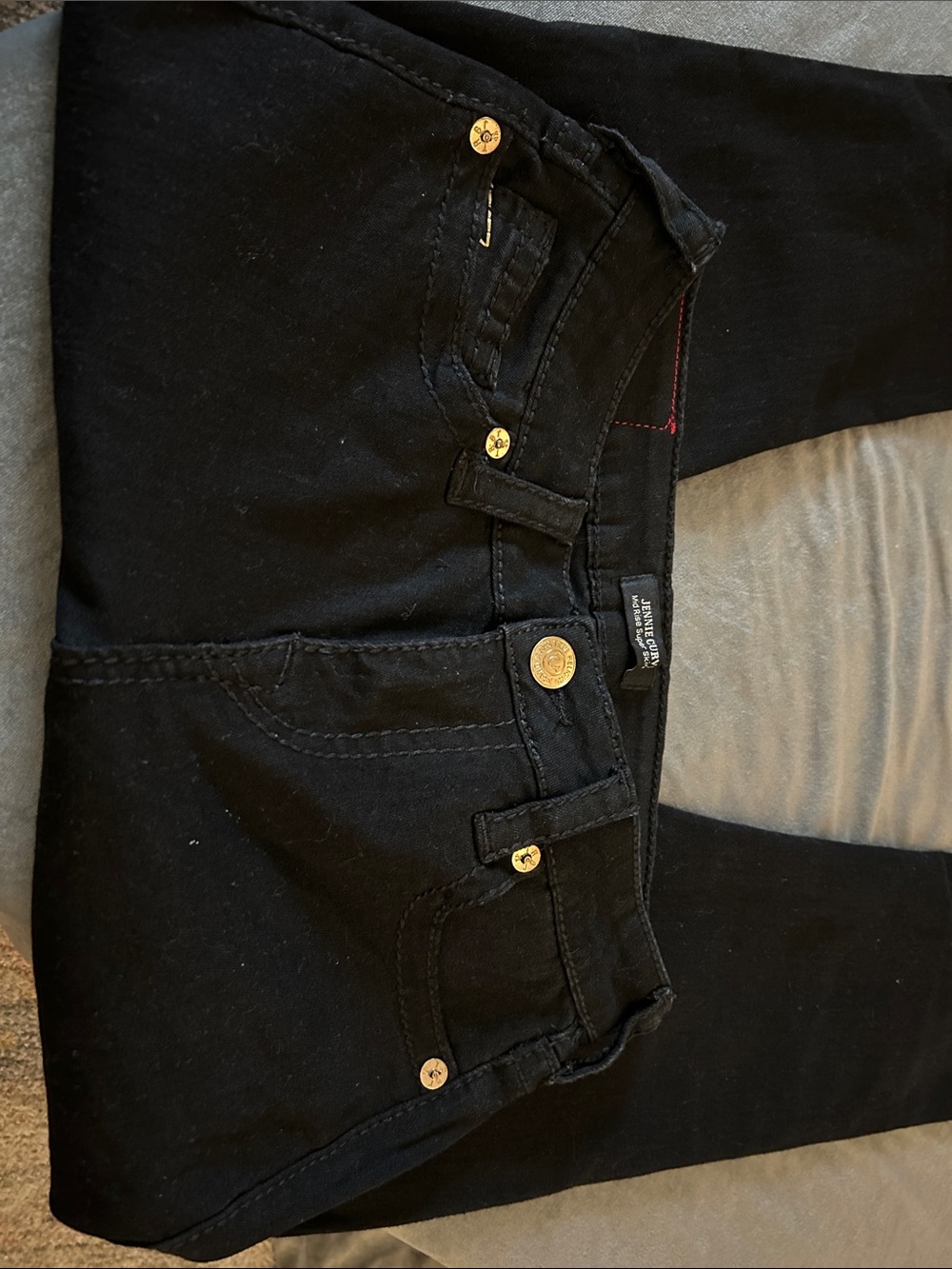 True Religion Men’s Skinny Jeans in Black with Gold Hardware